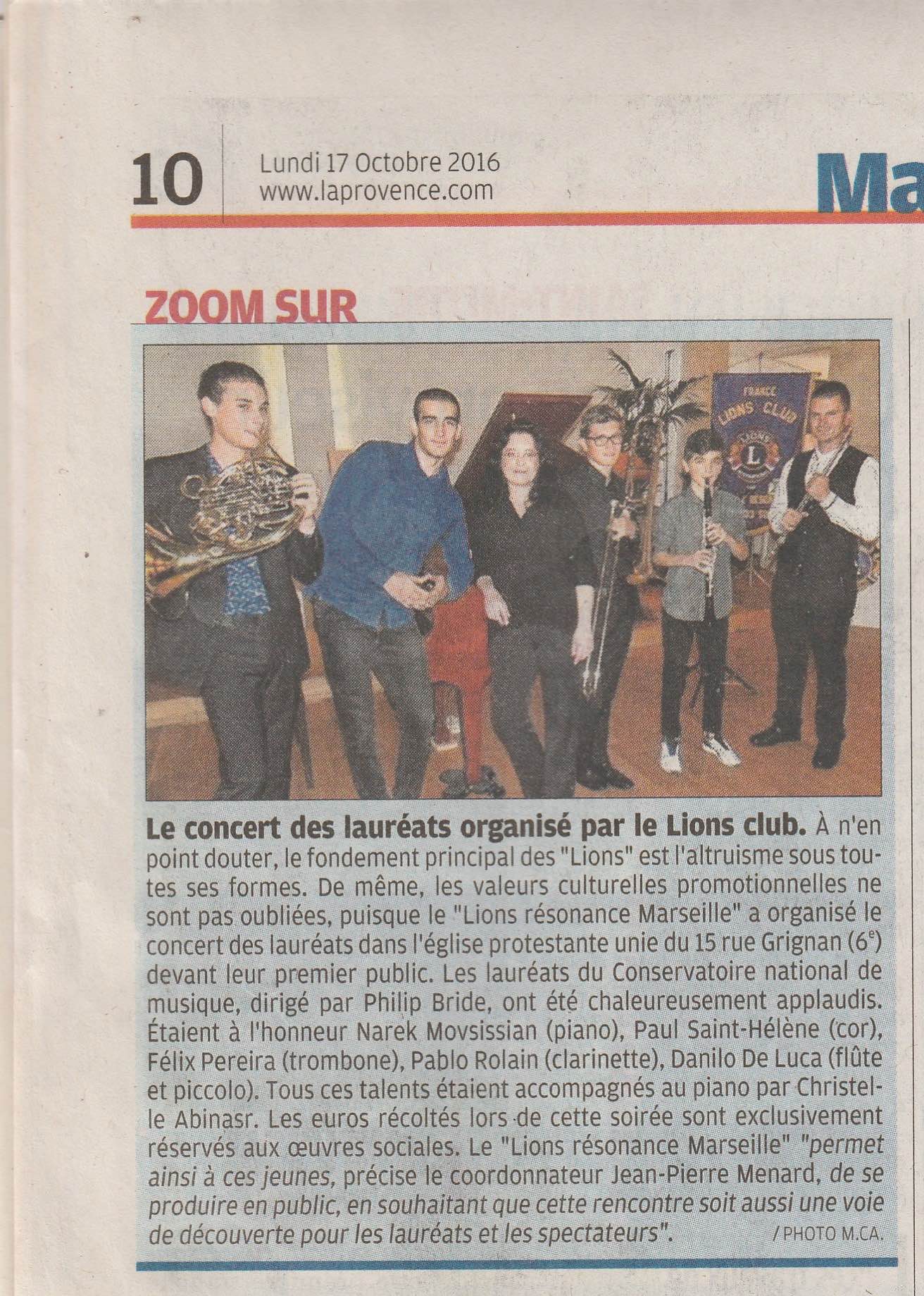 Featured image for “Le concert des lauréats organisé par le Lions club”